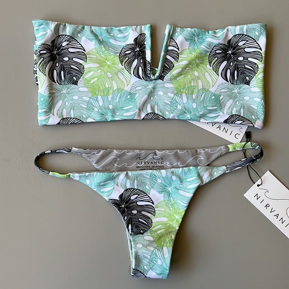 NWT Nirvanic MONSTERA TROPIC ZARA TOP & HALI BOTTOM Swim Set size M